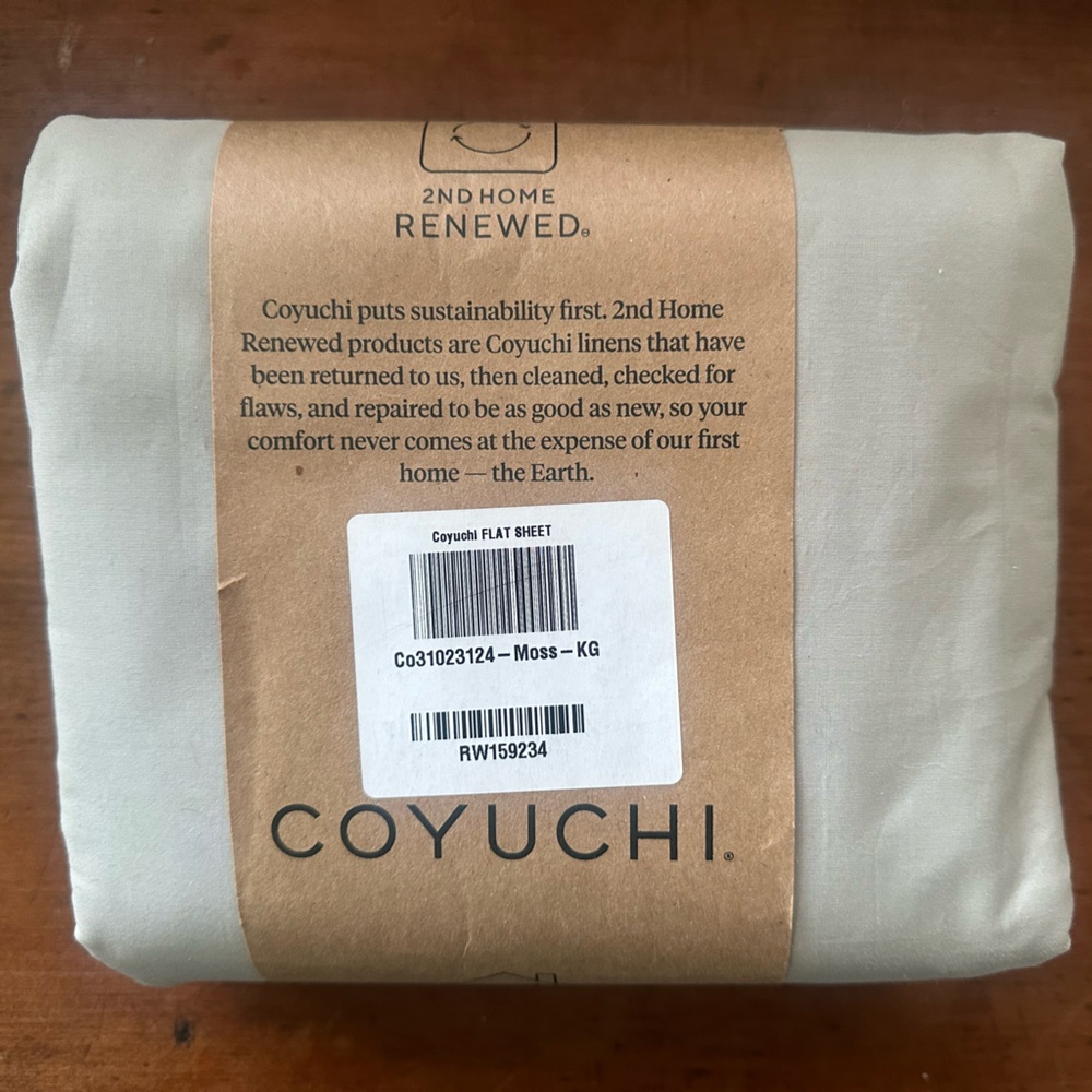 Renewed 300 Thread Count Organic Percale Flat Sheet, King - KG / Moss × 1